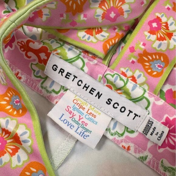 Gretchen Scott Isosceles Sheath Dress Pink Green Floral Sleeveless Resort XXL - Picture 4 of 6